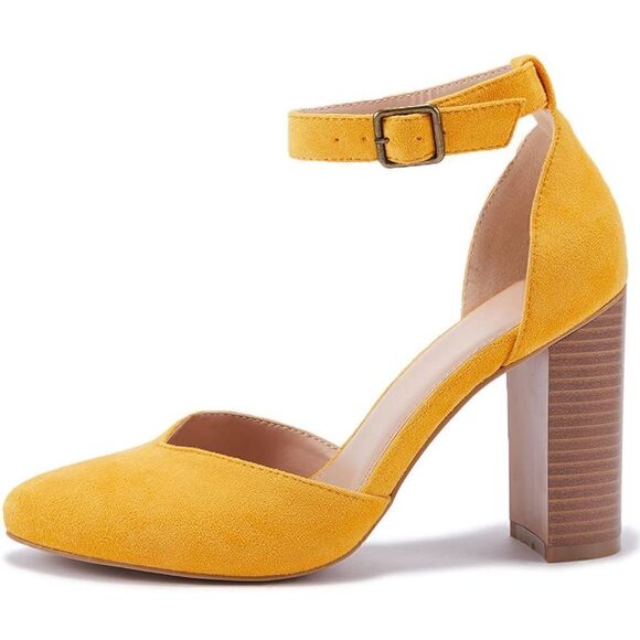 Soludos Collette Leather Ankle Strap Suede Heels in Marigold Women’s Size 10 - Picture 3 of 11